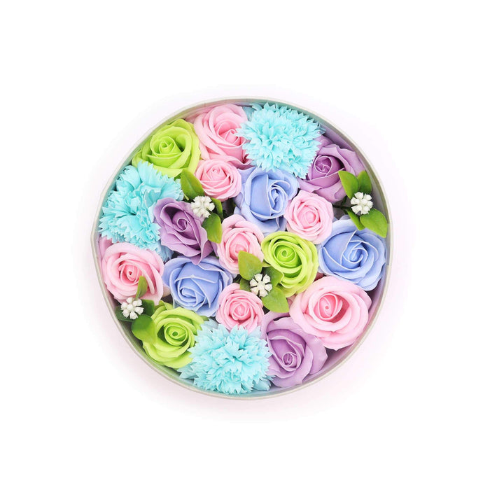 Round Soap Flower Gift Box - Blues