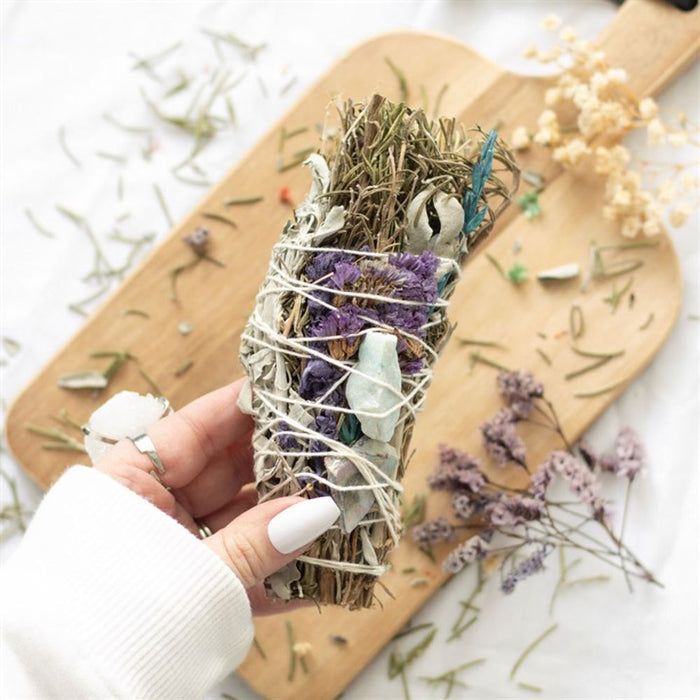Ritual Wand Smudge Stick with Rosemary, Sage and Aventurine - 6inch