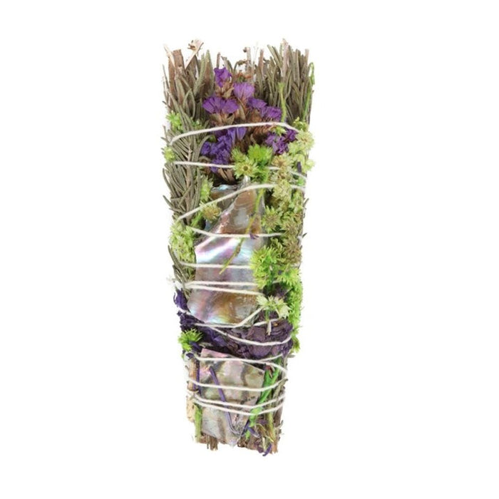 Ritual Wand Smudge Stick with Rosemary, Lavender and Abalone - 6in