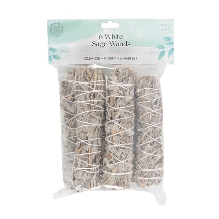 Pack of 6 Medium White Sage Smudge Stick Wands - 15cm
