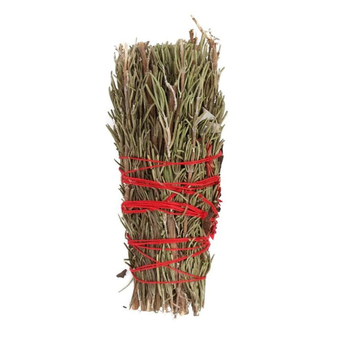 Ritual Wand Smudge Stick with Rosemary and Red Flowers - 6inch