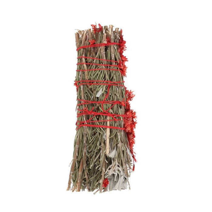Ritual Wand Smudge Stick with Rosemary, Sage and Red Jasper- 6in