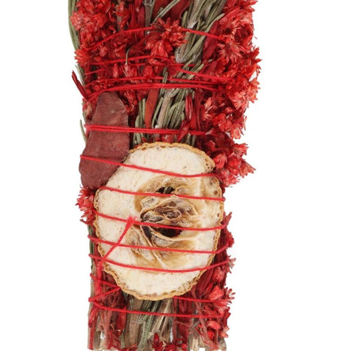 Ritual Wand Smudge Stick with Rosemary, Sage and Red Jasper- 6in