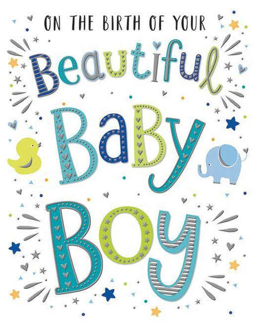 On the Birth of your Beautiful Baby Boy Card - The Present Picker