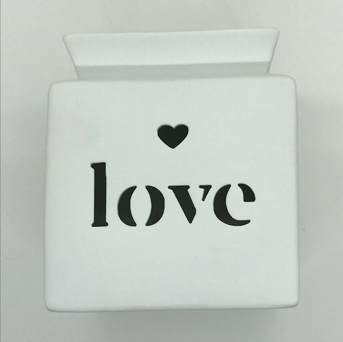 White Square Ceramic Love Oil Burner Bundle - The Present Picker