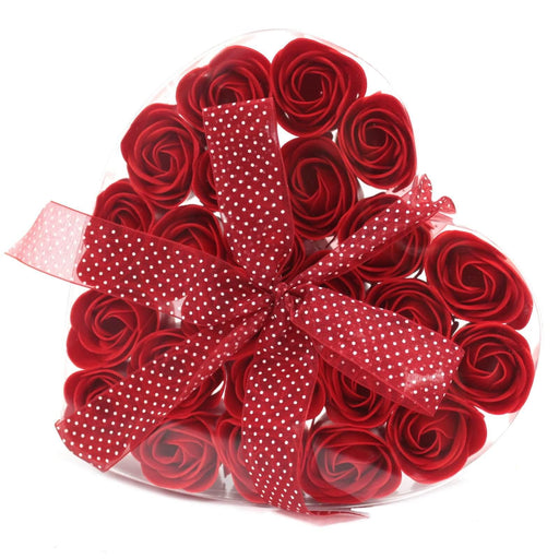 24 Rose Soap Flower Heart Gift Box - The Present Picker