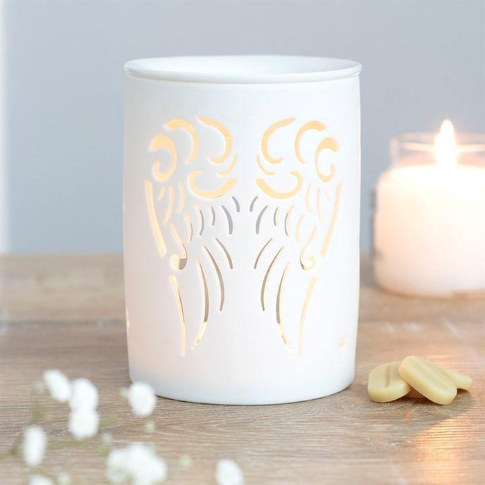 White Angel Wings Cut Out Oil Burner - The Present Picker