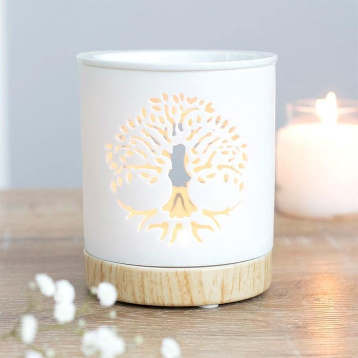 White Tree of Life Cut Out Ceramic Oil Burner - The Present Picker