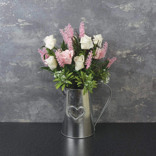 Metal Jug with Roses and Pink Lavender - The Present Picker