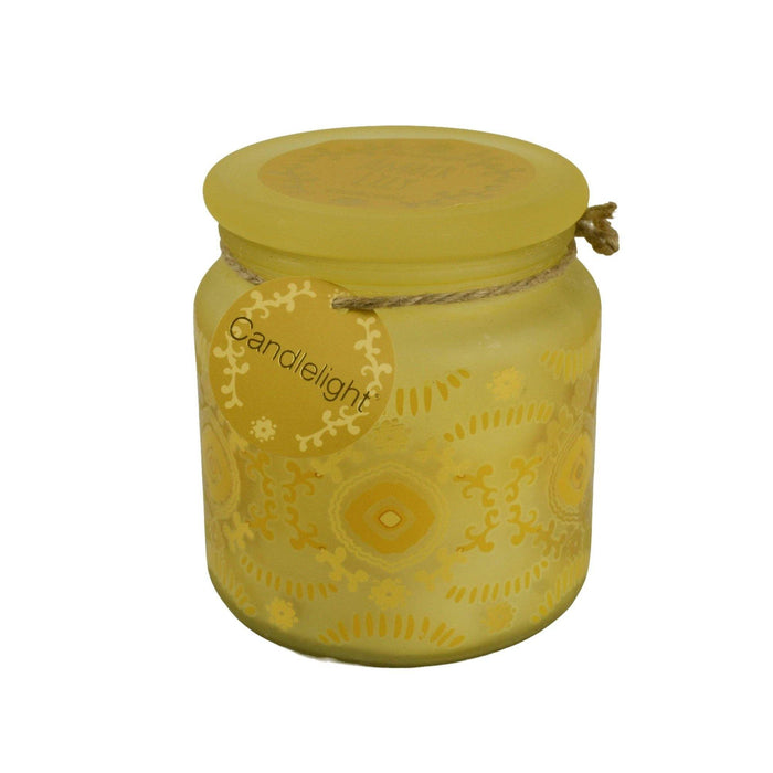 Bohemian Large Glass Candle - Amber Lily Scent - The Present Picker