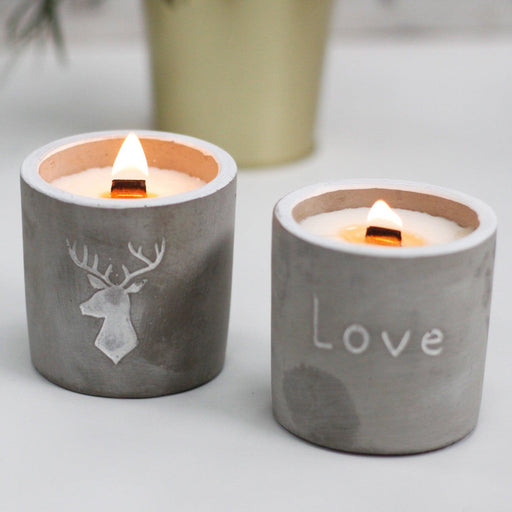 Wooden Wick Concrete Candle - The Present Picker