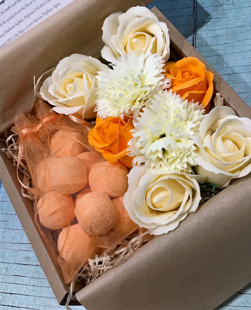 Bath Chill Pills and Soap Flowers Gift Box - Fresh Oranges - The Present Picker
