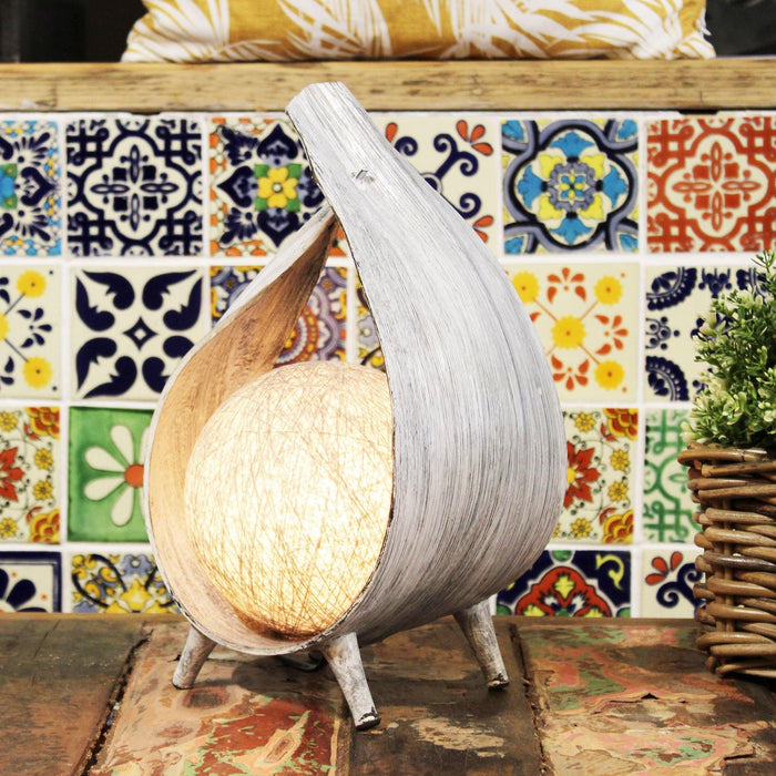 Natural Coconut Lamp - Greywash Wrapover - The Present Picker