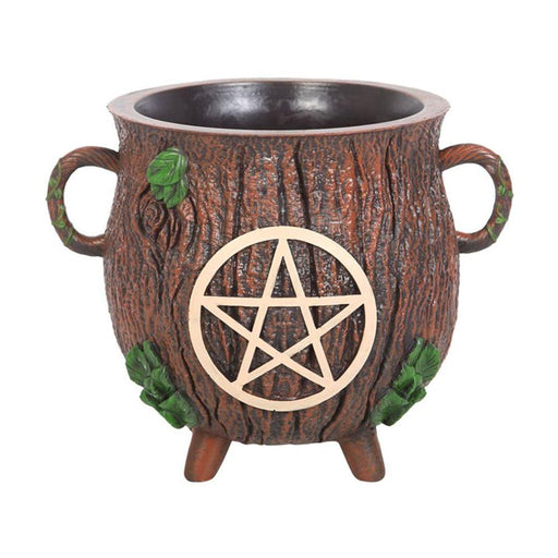 Pentagram Bark Effect Resin Cauldron Plant Pot - The Present Picker