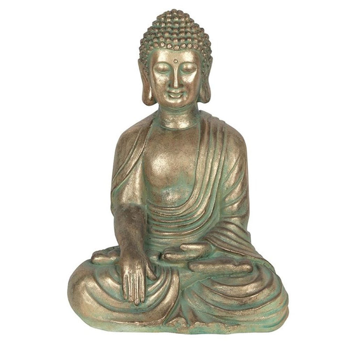Verdigris Effec Sitting Garden Buddha