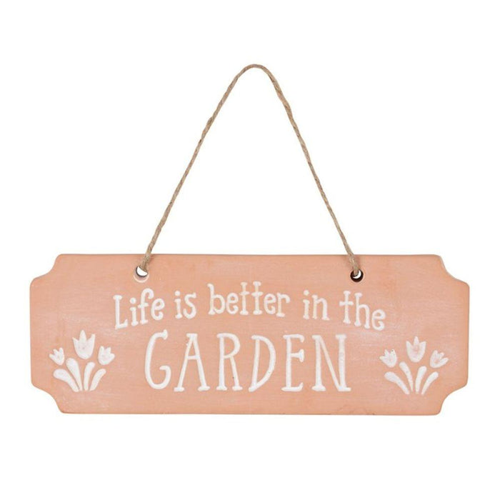 Life Is Better In The Garden Terracotta Hanging Sign - The Present Picker