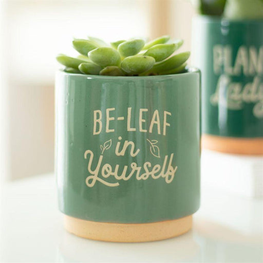Green Be-Leaf in Yourself Plant Pot - The Present Picker