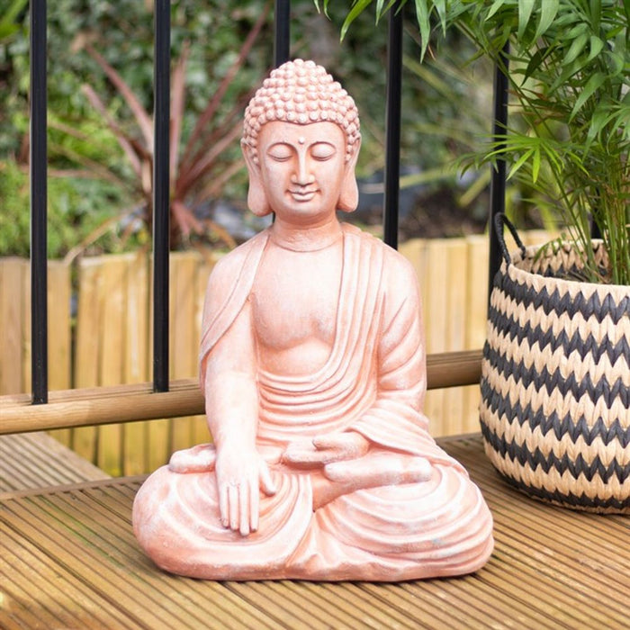 Terracotta Effect Sitting Garden Buddha