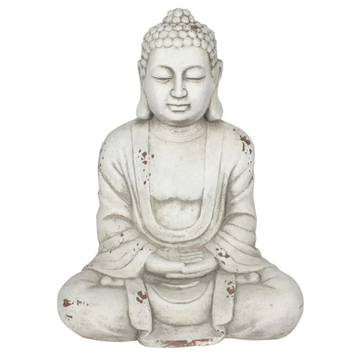 White Hands In Lap Sitting Garden Buddha