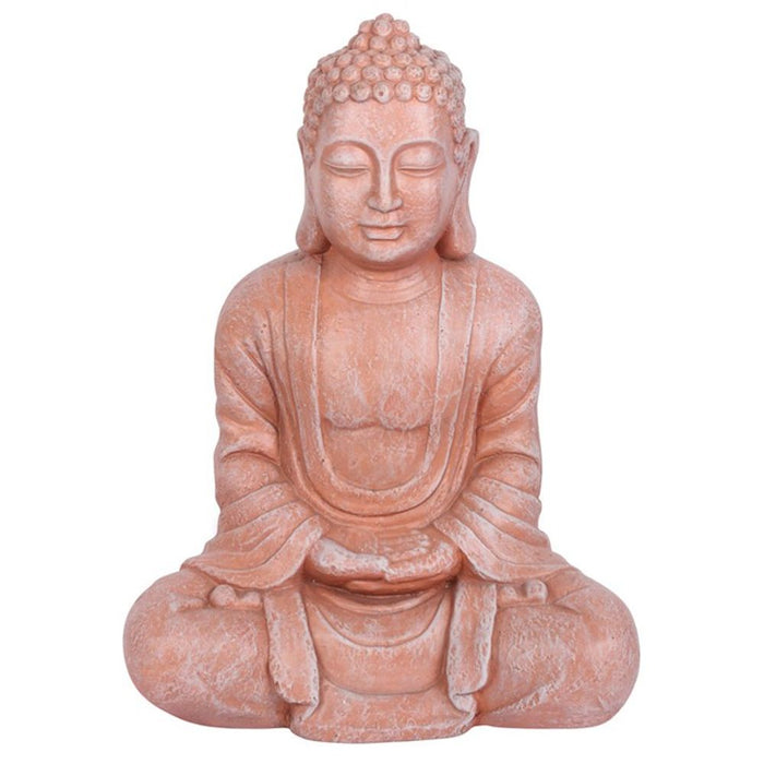 Terracotta Effect Hands In Lap Sitting Garden Buddha