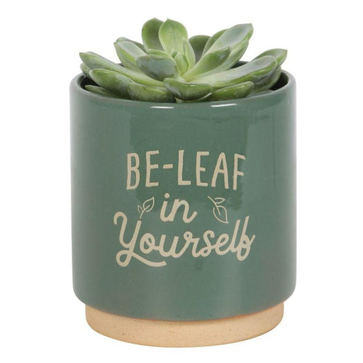 Green Be-Leaf in Yourself Plant Pot - The Present Picker