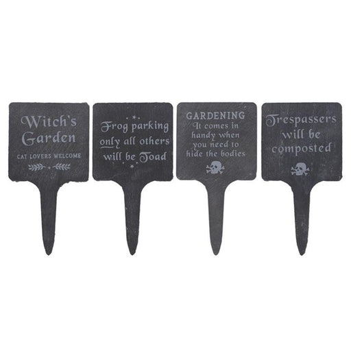 Set of 4 Slate Gothic Garden Signs - The Present Picker