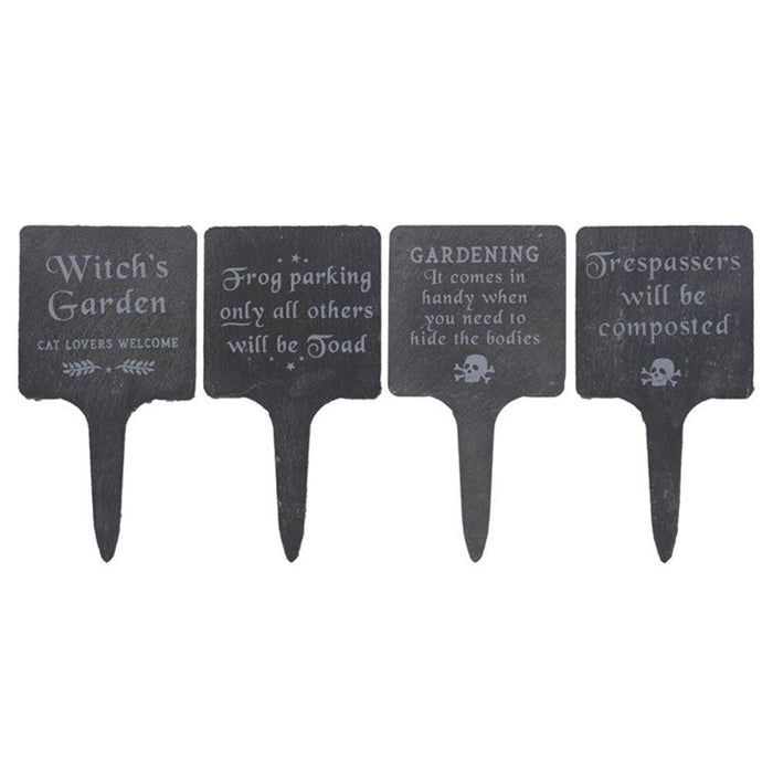 Set of 4 Slate Gothic Garden Signs - The Present Picker